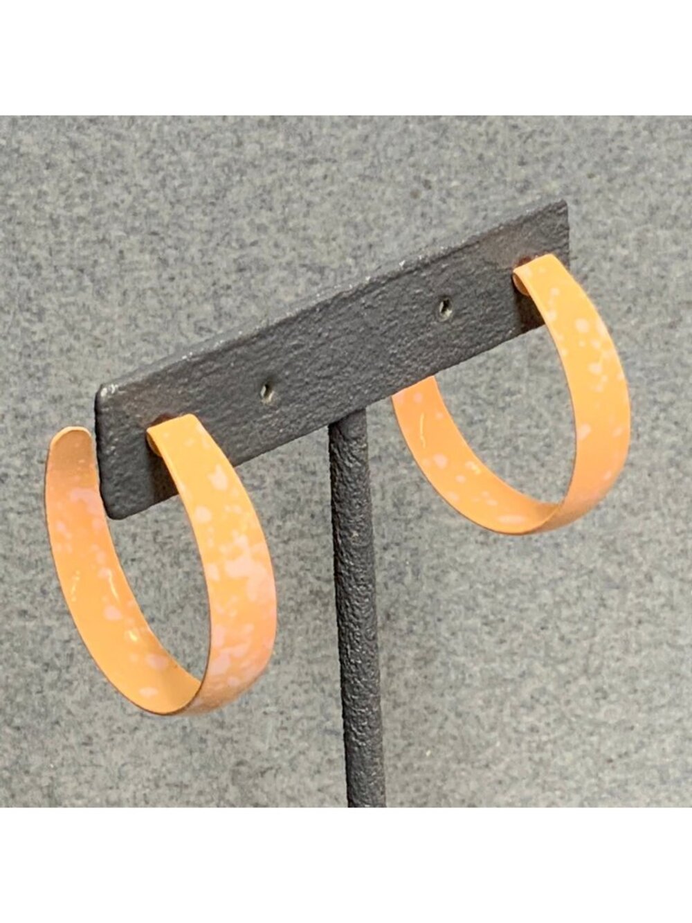Splatter Hoop Pierced Earrings 1.25 In Peach Color Enamel Splatter Hoops Retro